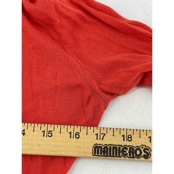 Talbots Petites Women's Orange Long Sleeve V Neck Knit Top Blouse Shirt Size PS - Picture 7 of 9